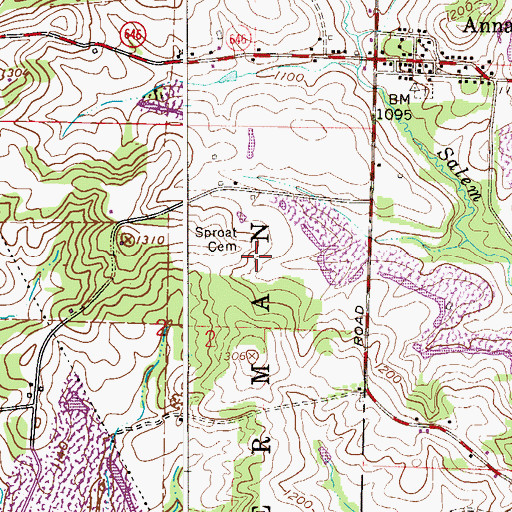 Topographic Map of Sproat Cemetery, OH