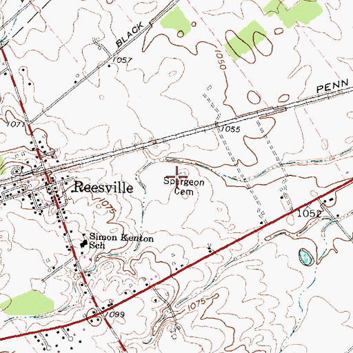 Topographic Map of Spurgeon Cemetery, OH