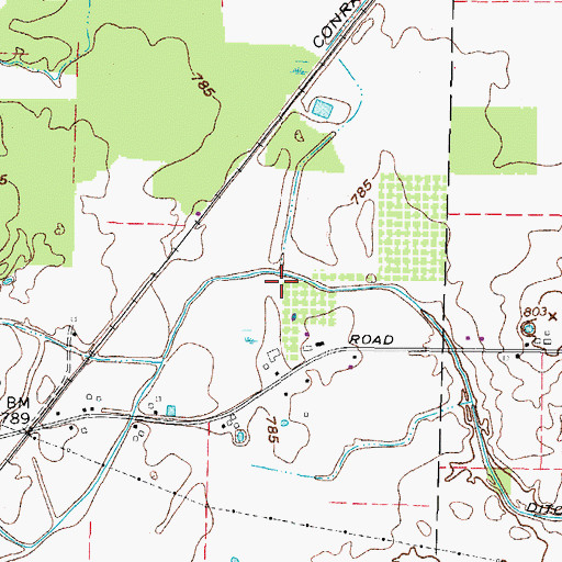 Topographic Map of Squires Ditch, OH