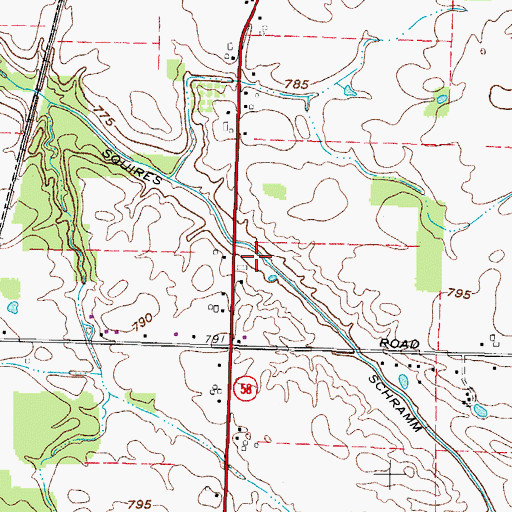 Topographic Map of Squires Schramm Ditch, OH