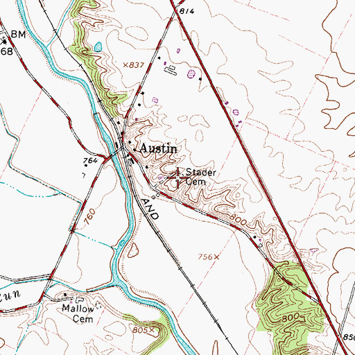 Topographic Map of Stader Cemetery, OH