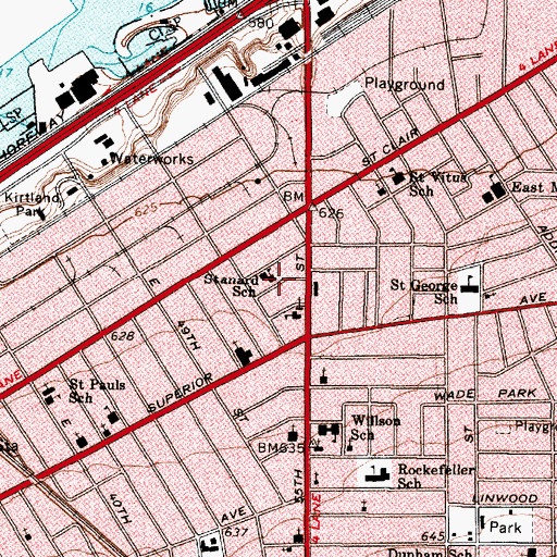 Topographic Map of Stanard School, OH