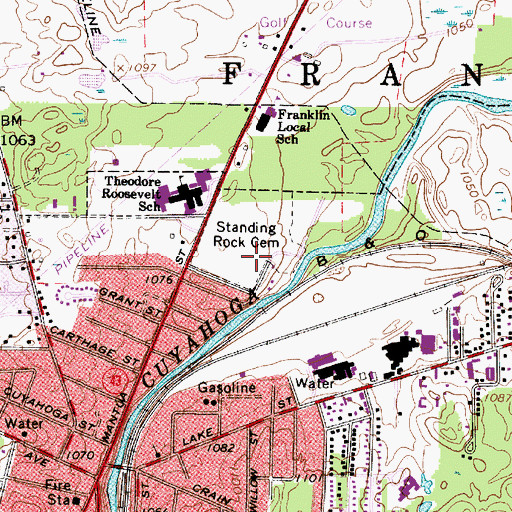 Topographic Map of Standing Rock Cemetery, OH
