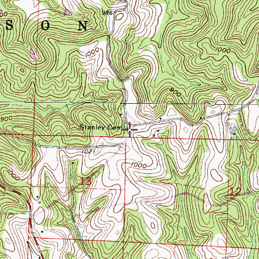 Topographic Map of Stanley Cemetery, OH