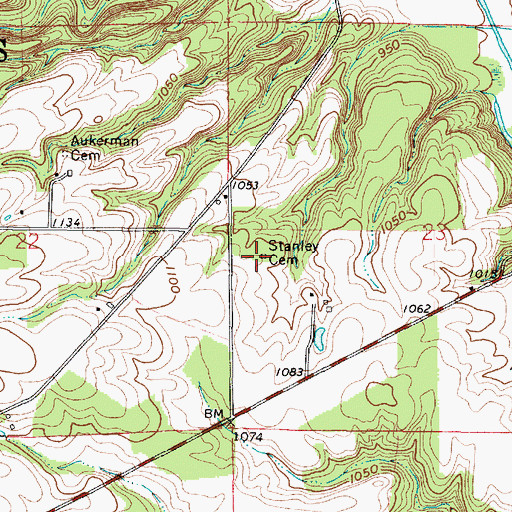 Topographic Map of Stanley Cemetery, OH