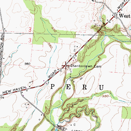 Topographic Map of Stantontown Cemetery, OH