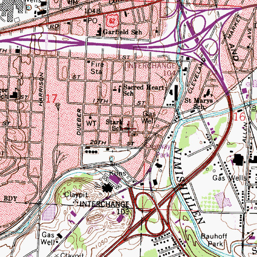 Topographic Map of Stark School, OH