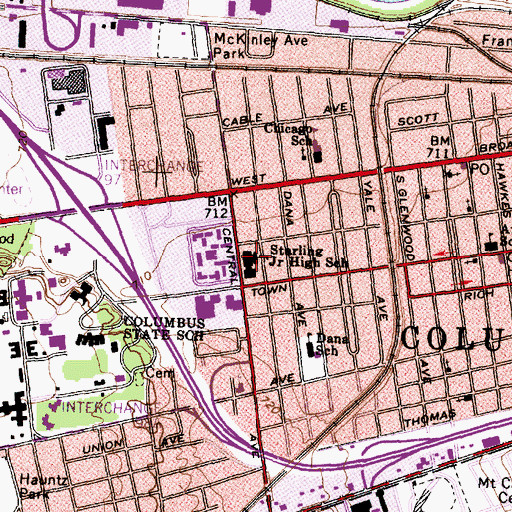 Topographic Map of Starling Junior High School, OH