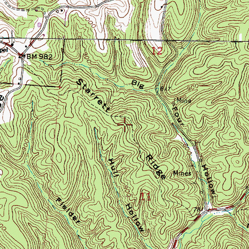 Topographic Map of Starrett Ridge, OH