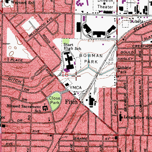 Topographic Map of Start High School, OH