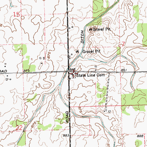Topographic Map of State Line Cemetery, OH
