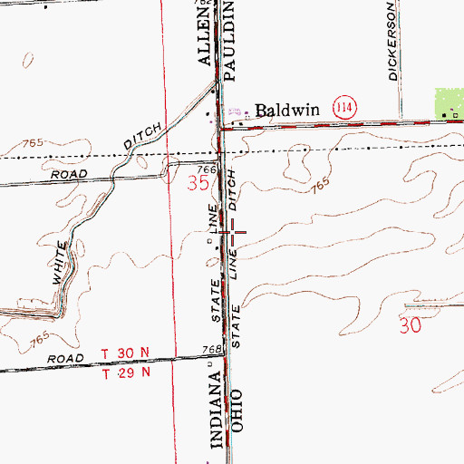 Topographic Map of State Line Ditch, OH