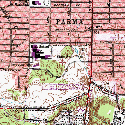 Topographic Map of State Road Park, OH