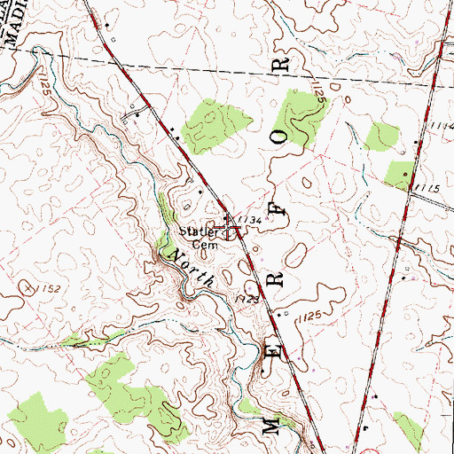 Topographic Map of Statler Cemetery, OH