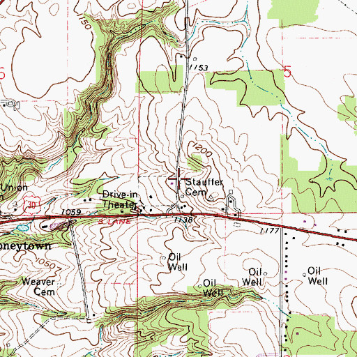 Topographic Map of Stauffer Cemetery, OH