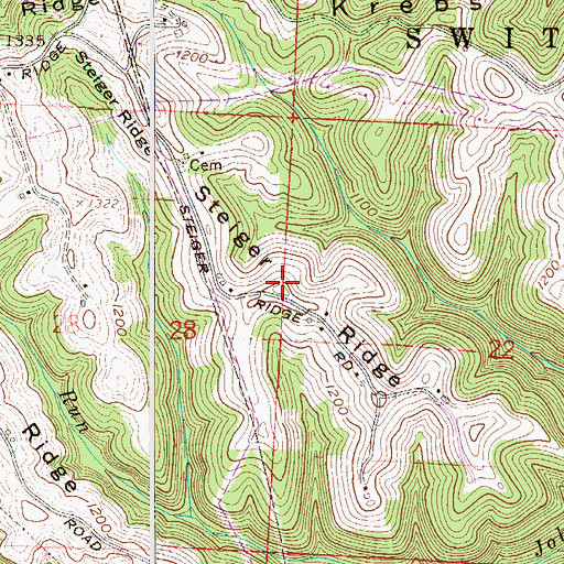 Topographic Map of Steiger Ridge, OH