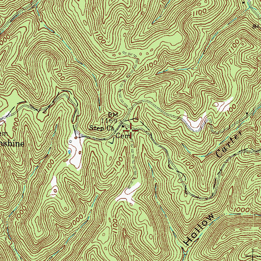 Topographic Map of Step Church Cemetery, OH