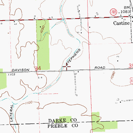 Topographic Map of Stephens Ditch, OH