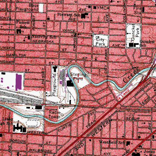 Topographic Map of Sterling Field, OH