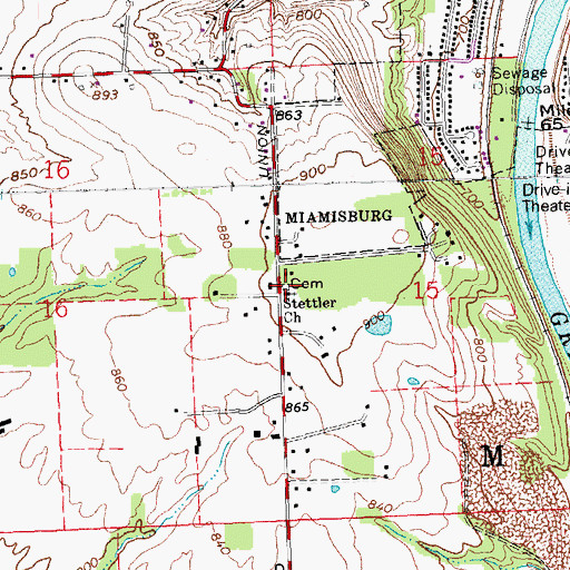 Topographic Map of Stettler Church, OH