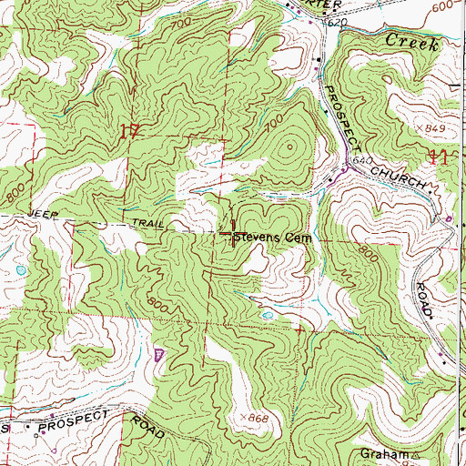 Topographic Map of Stevens Cemetery, OH