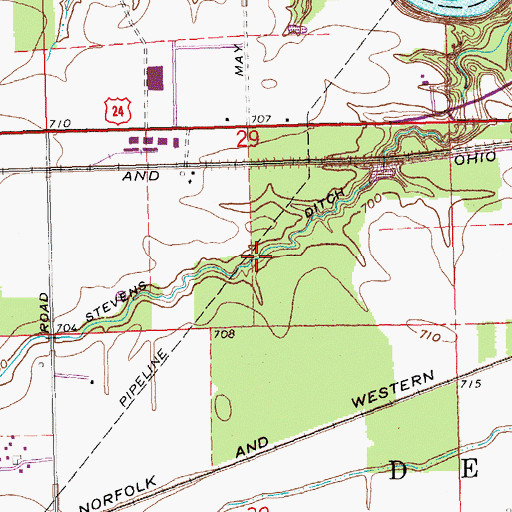 Topographic Map of Stevens Ditch, OH