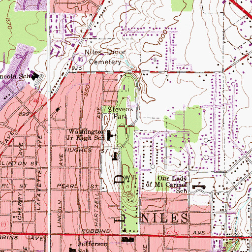 Topographic Map of Stevens Park, OH