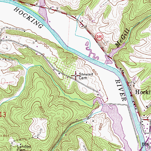 Topographic Map of Stewart Cemetery, OH