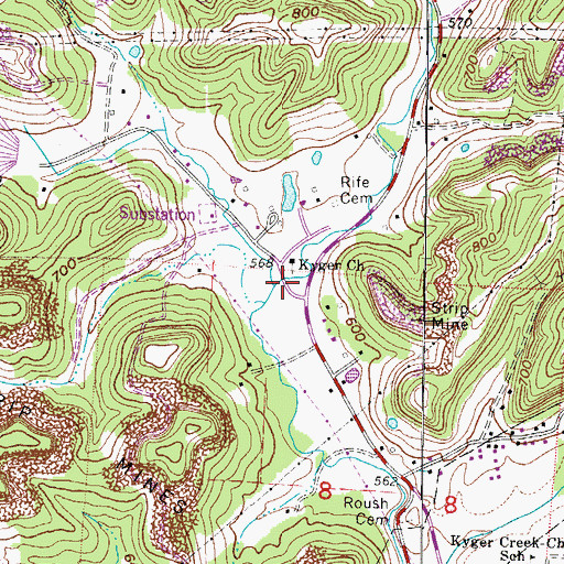 Topographic Map of Stingy Run, OH