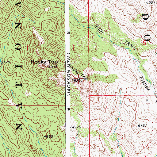 Topographic Map of Rocky Top, AZ