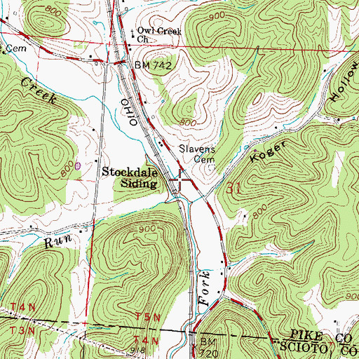 Topographic Map of Stockdale Siding, OH