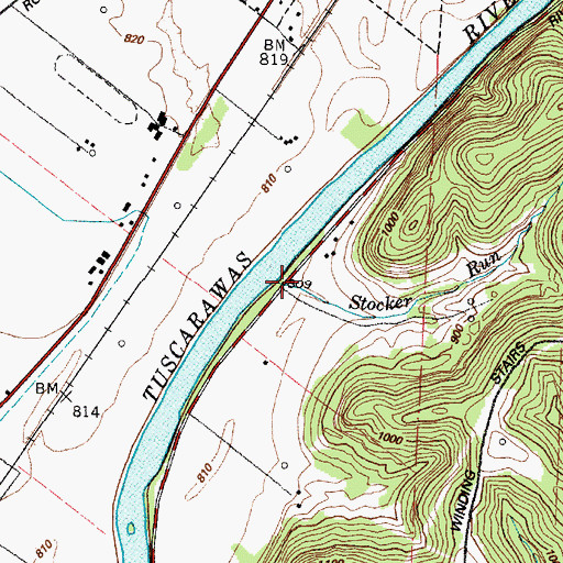 Topographic Map of Stocker Run, OH