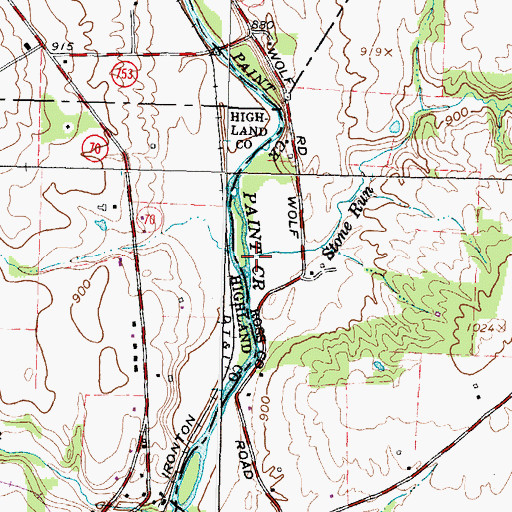 Topographic Map of Stone Run, OH