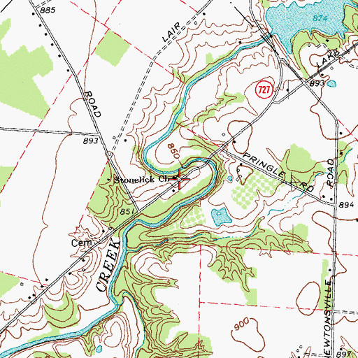 Topographic Map of Stonelick Church, OH