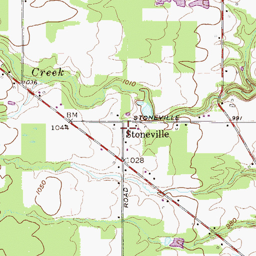 Topographic Map of Stoneville, OH