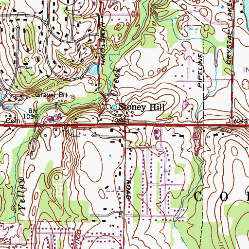 Topographic Map of Stoney Hill, OH
