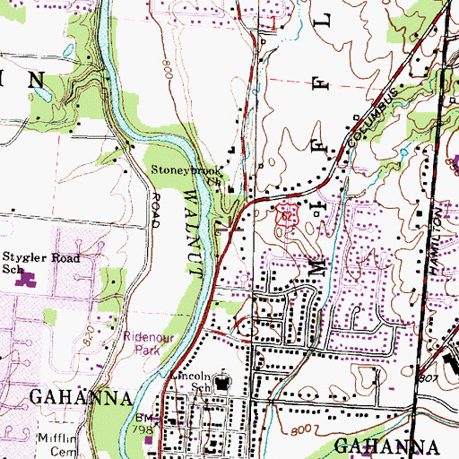 Topographic Map of Stoneybrook Church, OH