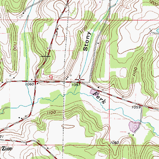 Topographic Map of Stony Hollow, OH