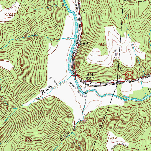 Topographic Map of Stony Run, OH