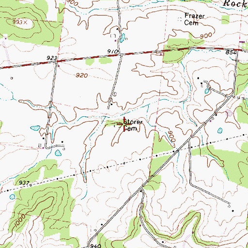 Topographic Map of Storer Cemetery, OH
