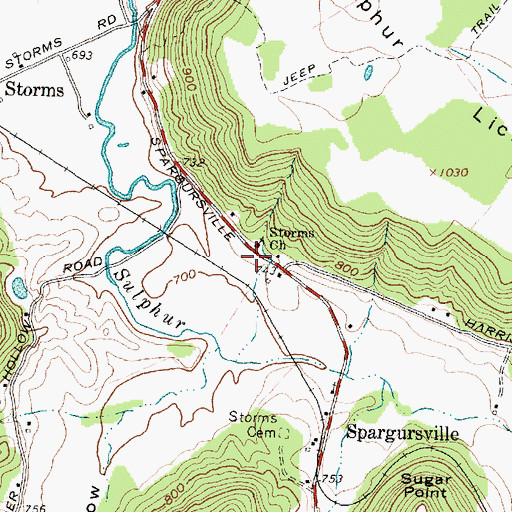 Topographic Map of Storms Church, OH