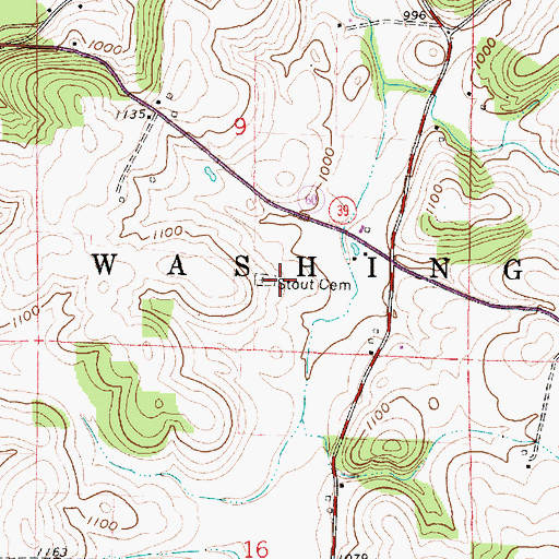 Topographic Map of Stout Cemetery, OH