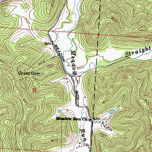 Topographic Map of Straight Creek, OH