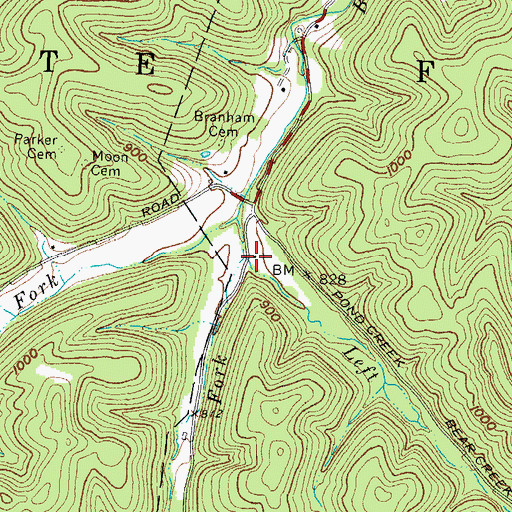 Topographic Map of Straight Fork Bear Creek, OH