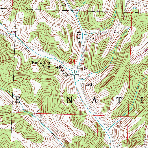 Topographic Map of Straight Fork Run, OH