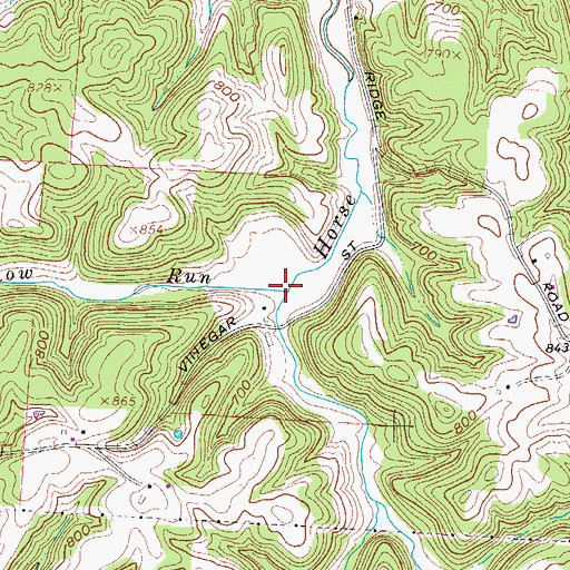Topographic Map of Straight Hollow Run, OH