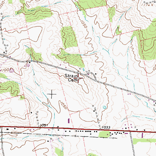 Topographic Map of Strain Cemetery, OH