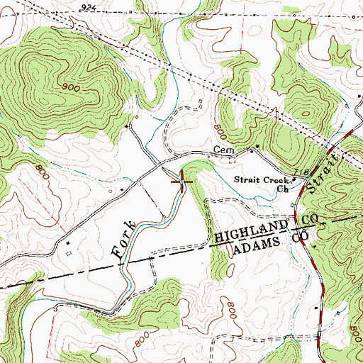 Topographic Map of Strait Creek, OH