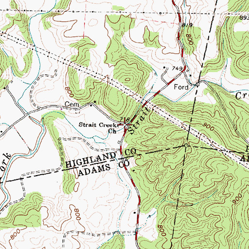 Topographic Map of Strait Creek Church, OH