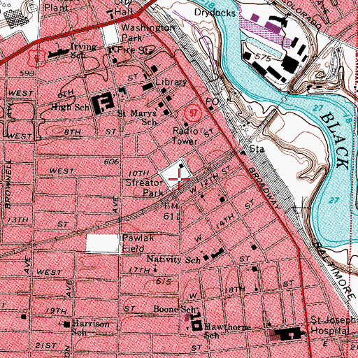 Topographic Map of Streator Park, OH